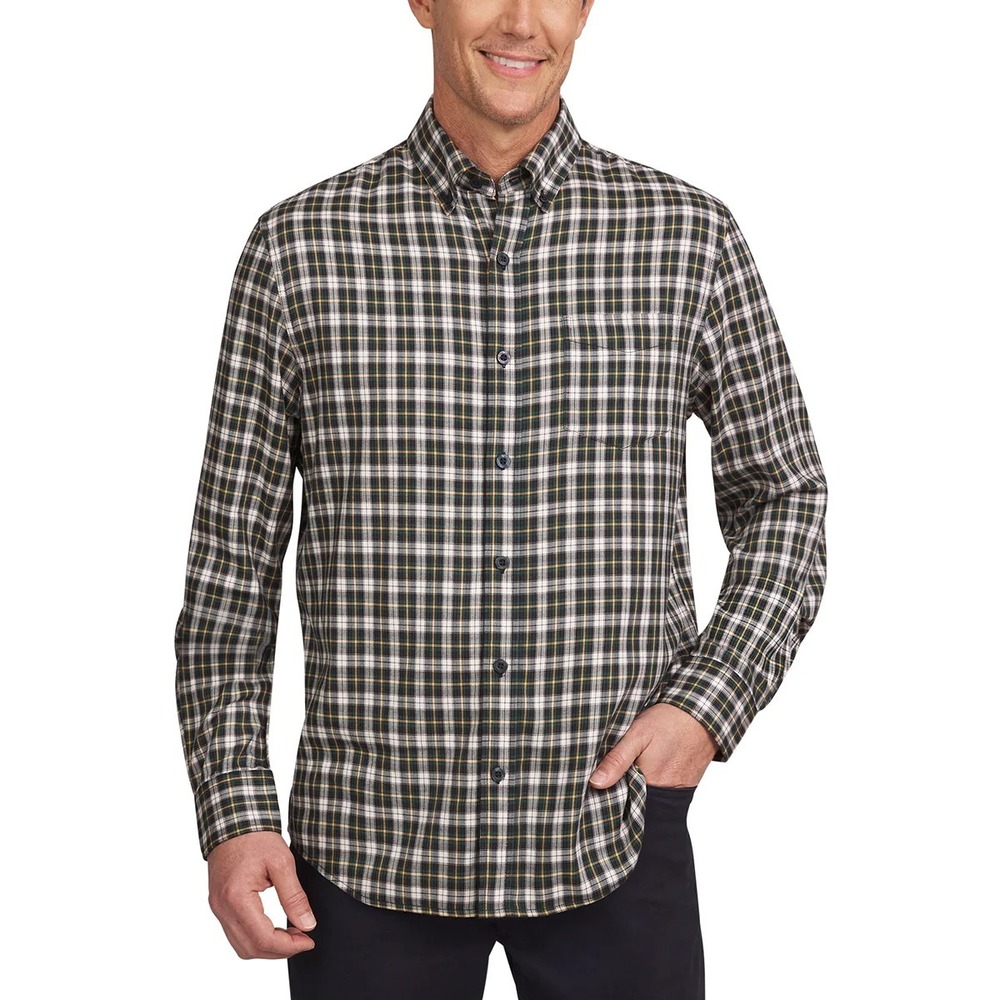Lands' End Mens Plaid‎ Button Down Long Sleeve Shirt Multicolor Casual Size L